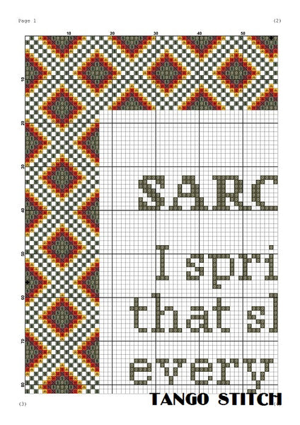 Sarcasm funny quote cross stitch pattern