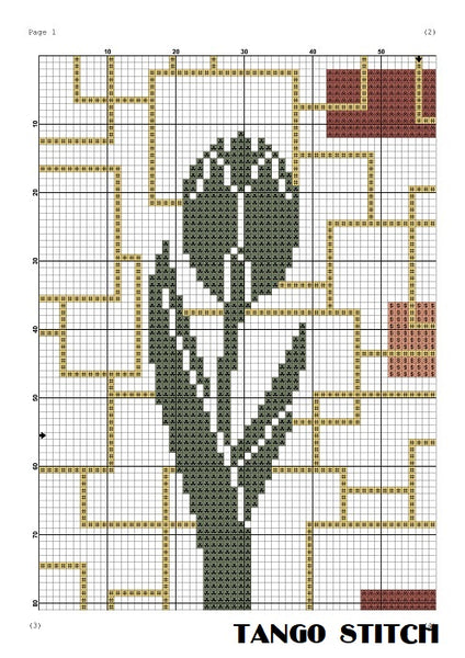 Abstract tulip flower Scandinavian style cross stitch pattern  - Tango Stitch
