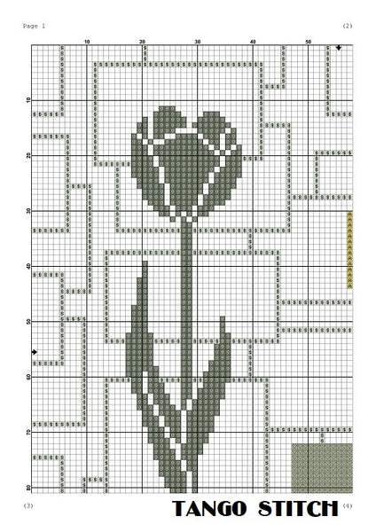 Scandinavian style tulip flower cross stitch embroidery - Tango Stitch