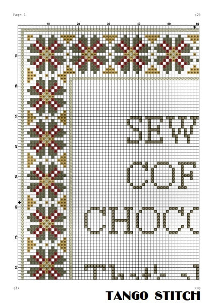 Sewing, coffee, chocolate funny sarcastic cross stitch quote - Tango Stitch