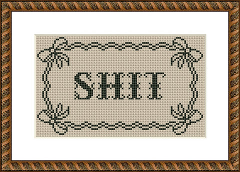Shi*t vintage lettering subversive cross stitch pattern