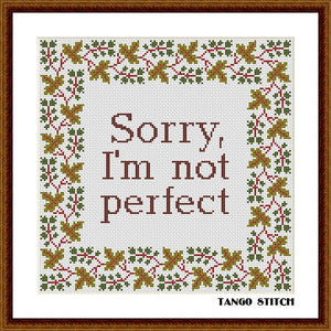 Sorry I am not perfect funny sarcastic cross stitch quote pattern