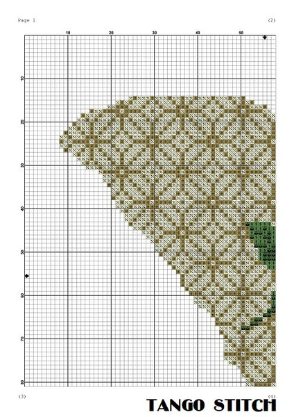 South Carolina USA state map flower ornament cross stitch pattern, Tango Stitch