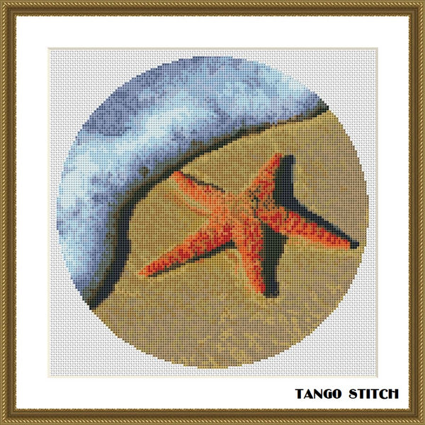 Starfish sea landscape cross stitch pattern