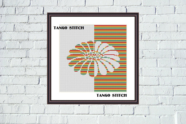 Rainbow striped flower cross stitch silhouette design - Tango Stitch