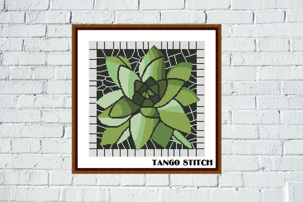 Succulent cute flower cross stitch pattern - Tango Stitch