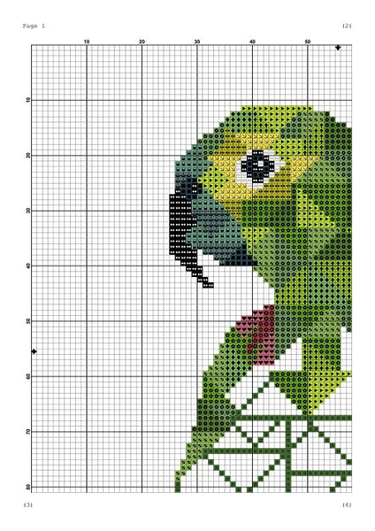 Parrot geometric cross stitch pattern