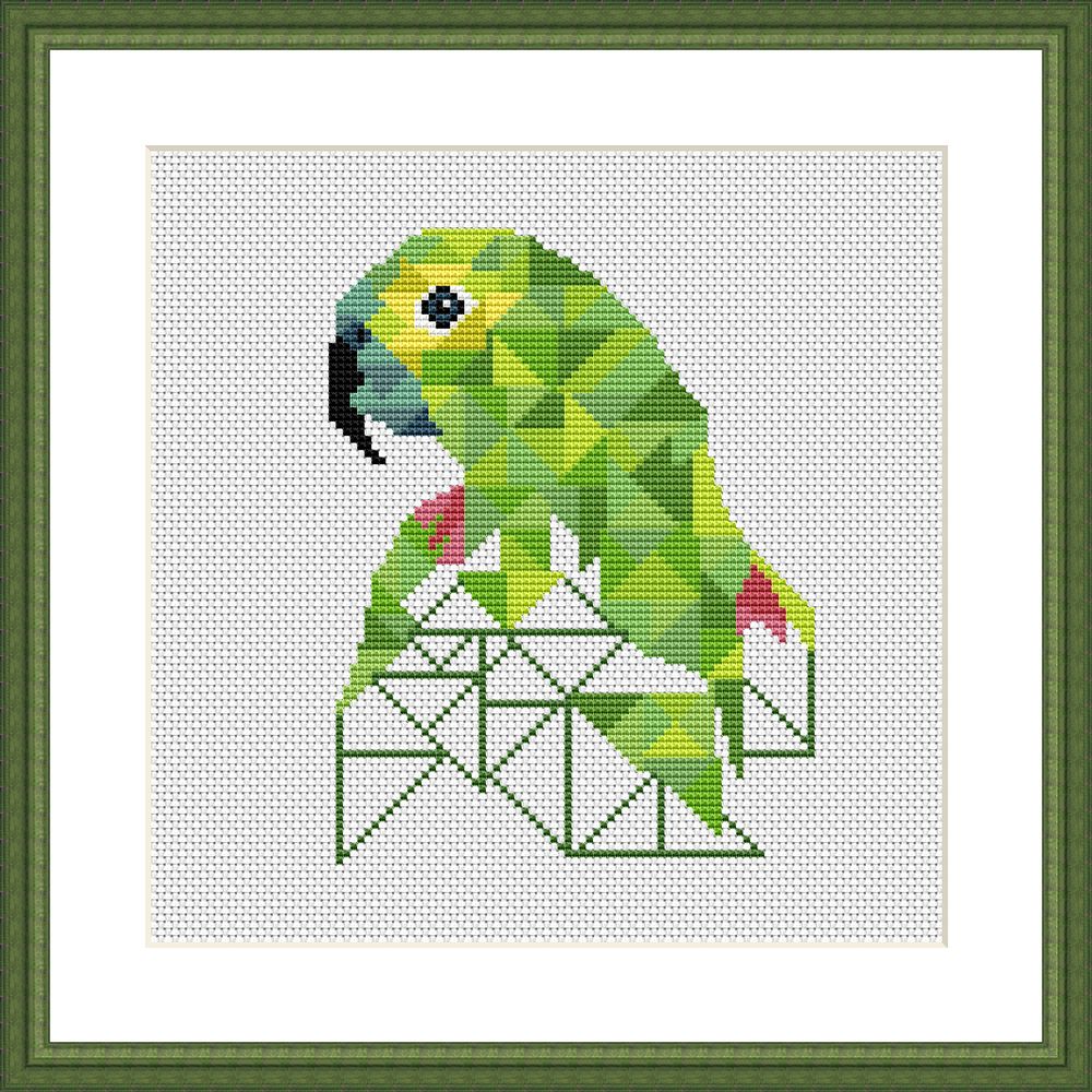 Parrot geometric cross stitch pattern