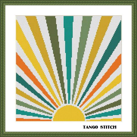 Vintage boho sunshine Pop Art cross stitch pattern