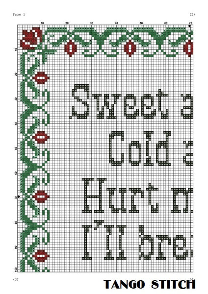 Sweet as sugar, cold as ice funny romantic easy cross stitch pattern