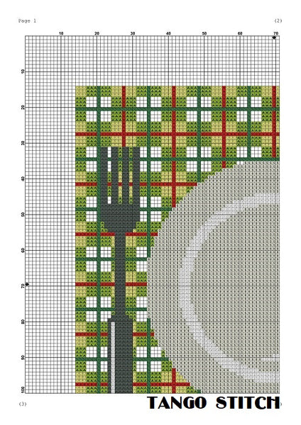 Green table mat kitchen plate cross stitch pattern - Tango Stitch