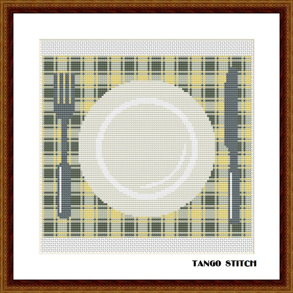Yellow table mat easy kitchen cross stitch pattern - Tango Stitch