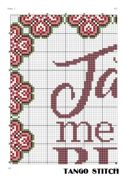 Take me to bed funny romantic cross stitch pattern