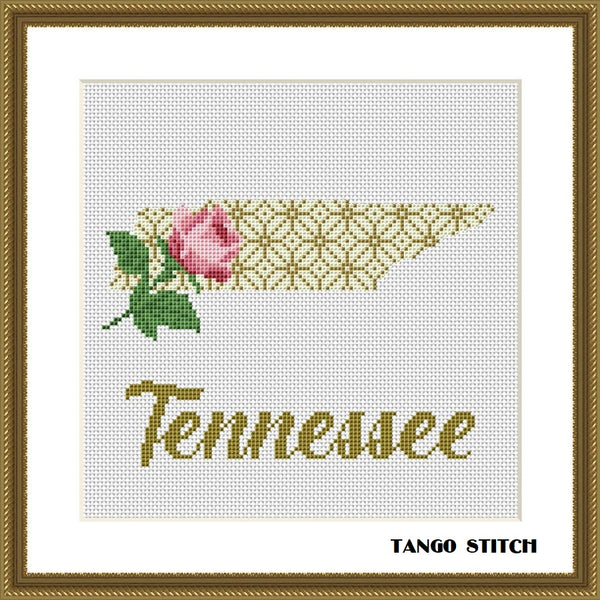 Tennessee USA state map cross stitch pattern