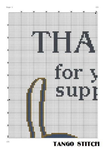 Thanks for your support funny sarcastic cross stitch pattern