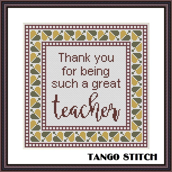 Such a great teacher cross stitch gift idea pattern  - Tango Stitch
