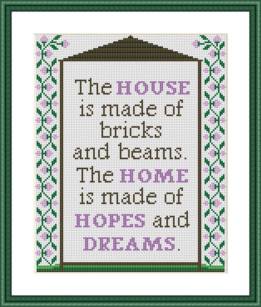 Home Sweet home Housewarming quote cross stitch pattern