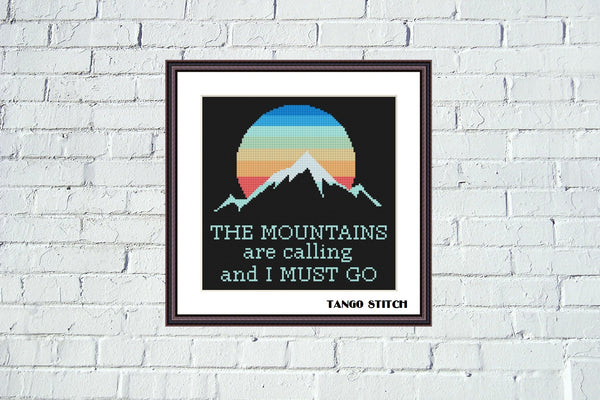 The mountains are calling romantic cross stitch pattern