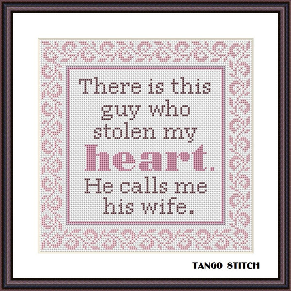 There is this guy romantic cross stitch pattern
