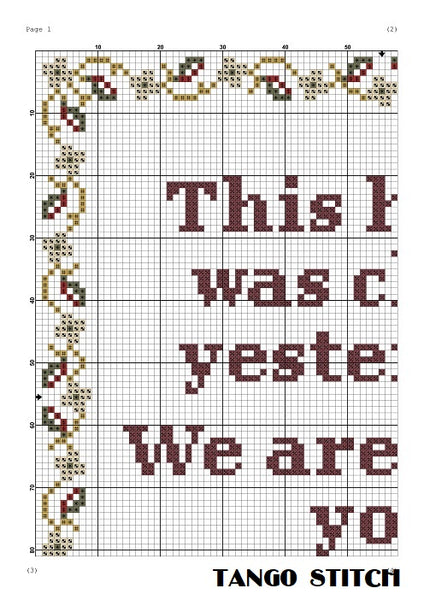 This house was clean yesterday funny quote cross stitch pattern