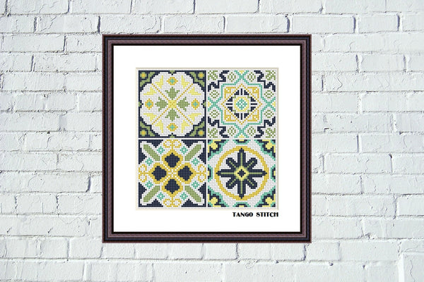 Beautiful Portuguese Azulejo tiles cross stitch ornaments - Tango Stitch