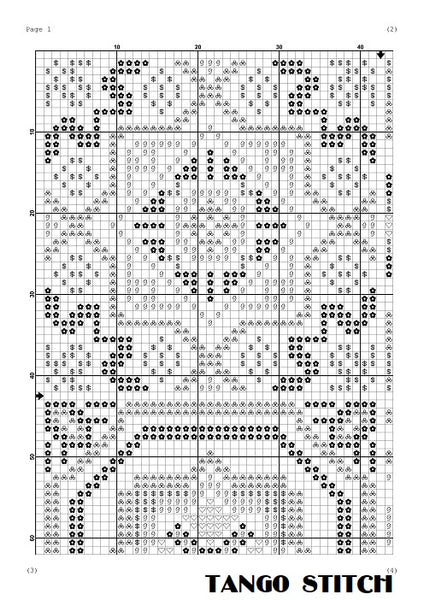 Blue ceramic tile ornaments cross stitch pattern - Tango Stitch