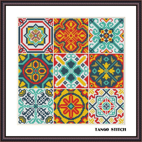 Cute ceramic tile ornaments cross stitch embroidery - Tango Stitch