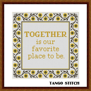 Together funny romantic Valentines cross stitch pattern - Tango Stitch