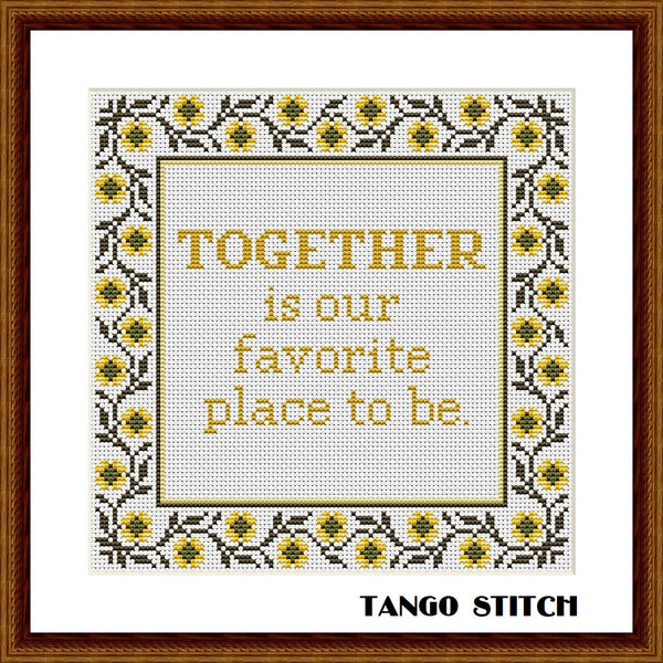 Together funny romantic Valentines cross stitch pattern - Tango Stitch