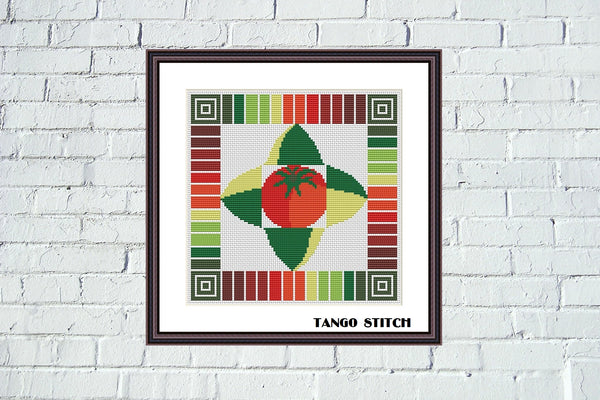 Tomato abstract vegetable kitchen art cross stitch pattern