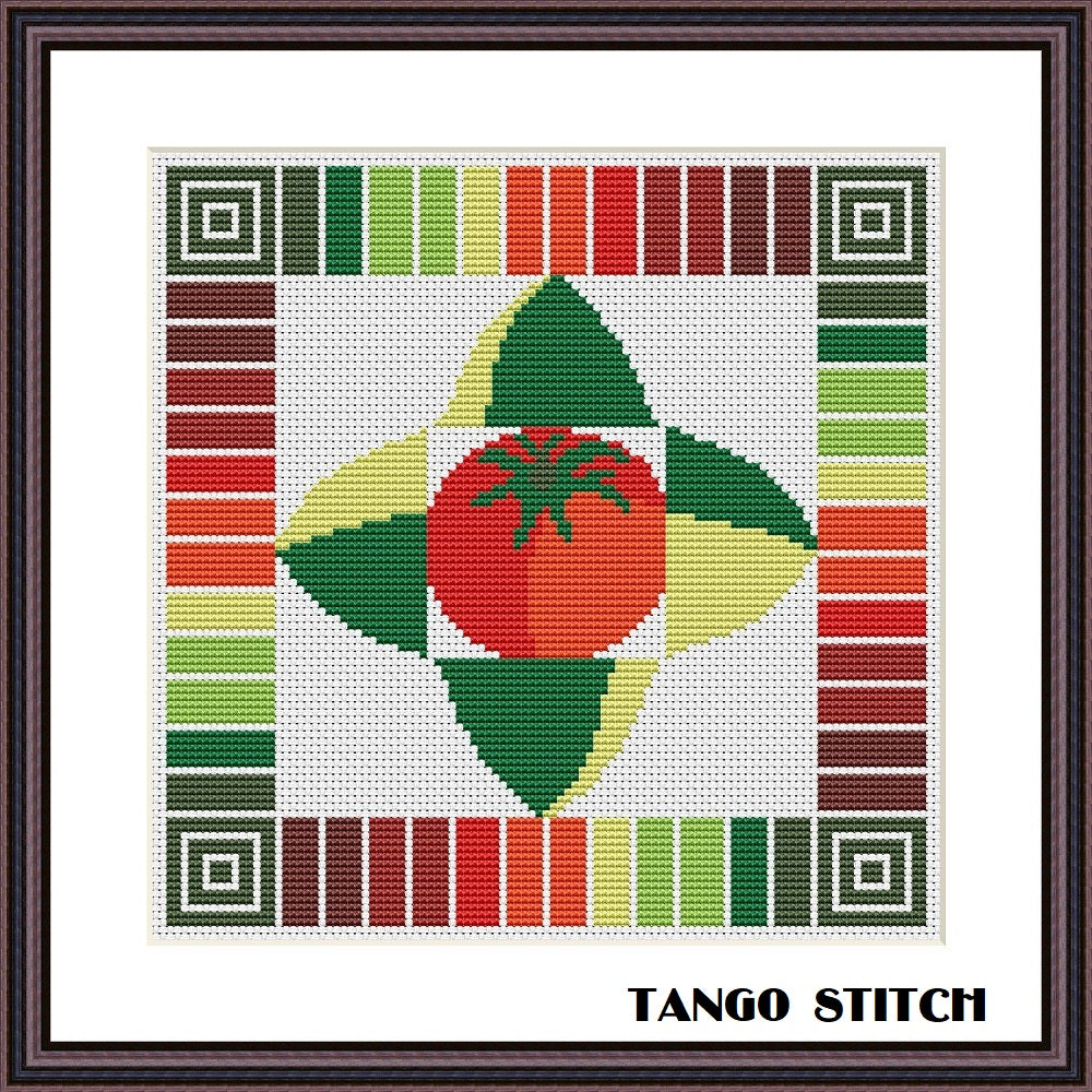 Tomato abstract vegetable kitchen art cross stitch pattern