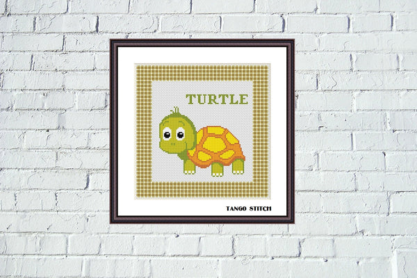 Turtle funny nursery cross stitch pattern