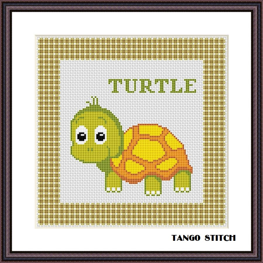 Turtle funny nursery cross stitch pattern