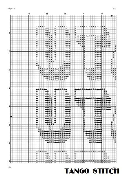 Utah blue green typography lettering cross stitch pattern