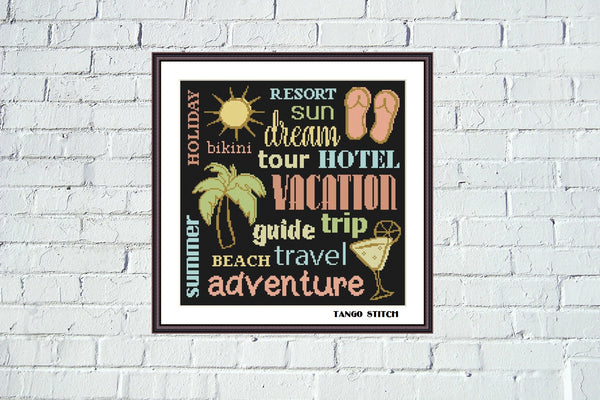 Vacation holiday sun dream beach cross stitch pattern
