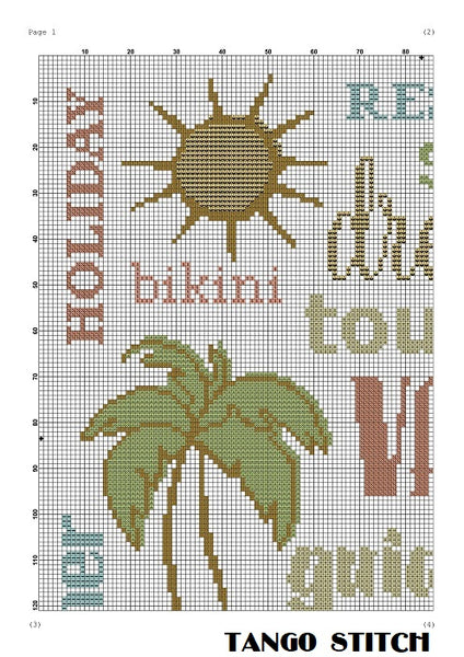 Vacation holiday sun dream beach cross stitch pattern