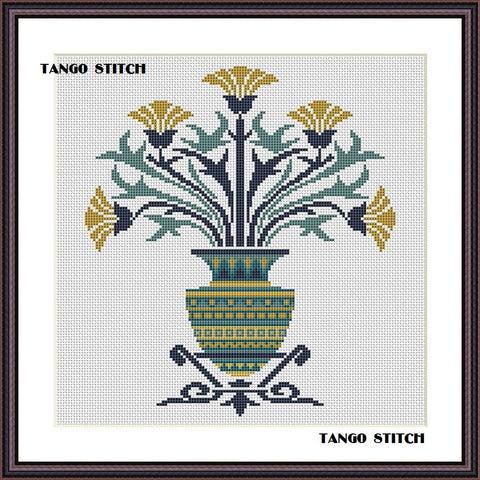 Art nouveau vintage antique vase cross stitch pattern - Tango Stitch