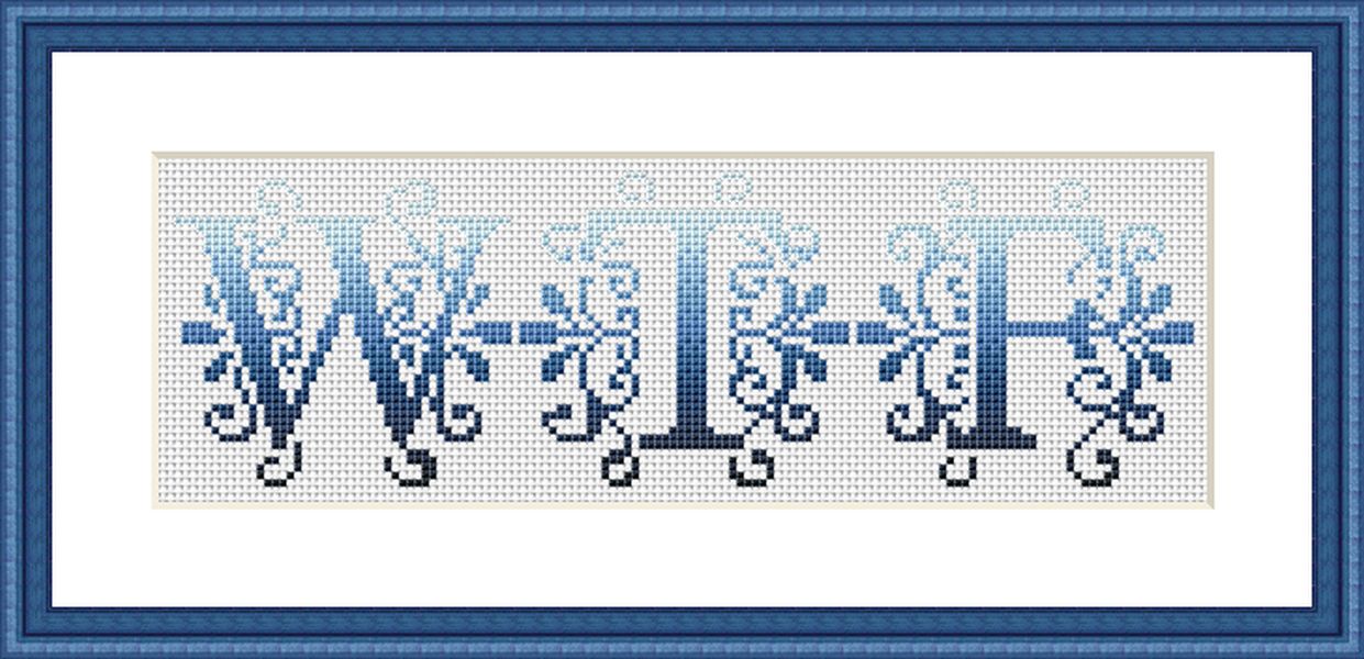 WTF gradient typography lettering cross stitch pattern