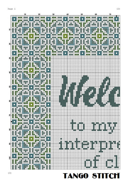 Welcome to my loose interpretation of clean funny cross stitch pattern