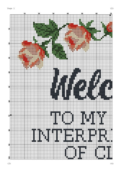 Welcome funny sassy Home Sweet Home sarcastic cross stitch pattern