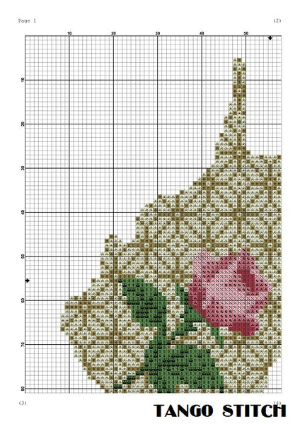 West Virginia USA state map rose ornament cross stitch pattern
