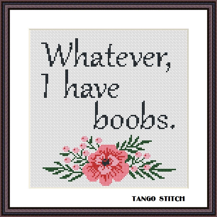 Whatever I have boobs funny sassy cross stitch pattern