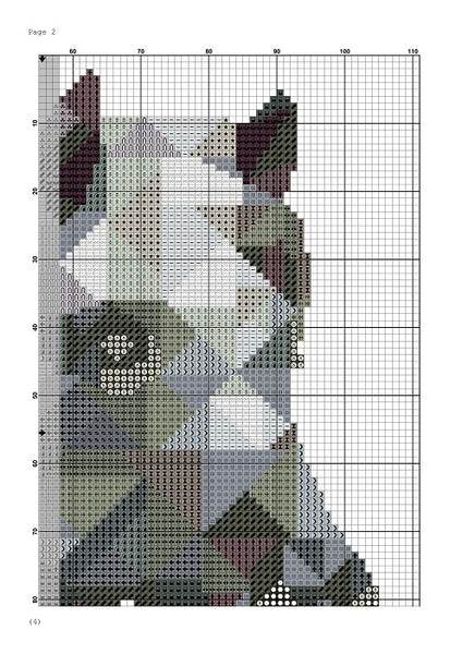 White horse geometric easy cross stitch pattern