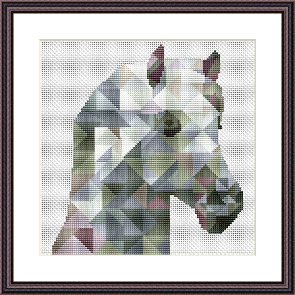 White horse geometric easy cross stitch pattern