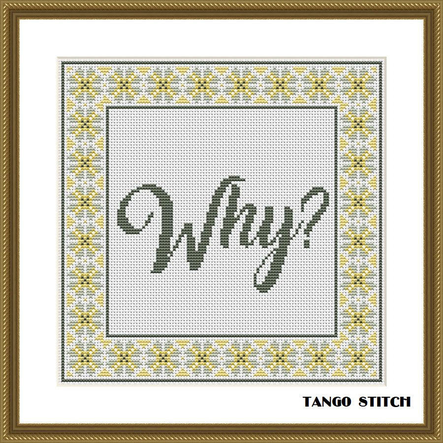 Why lettering ornament cross stitch pattern – JPCrochet