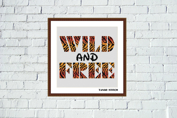 Wild and free tiger print nursery cross stitch pattern, Tango Stitch