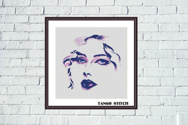 Beautiful watercolor woman cross stitch pattern - Tango Stitch