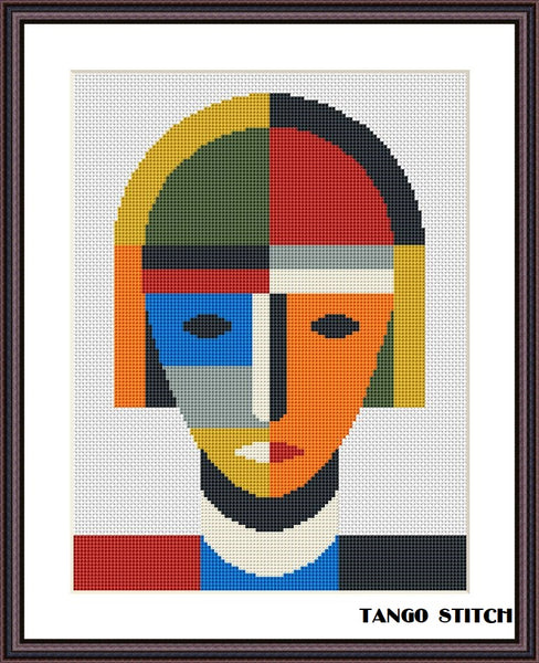 Abstract woman color block cross stitch pattern