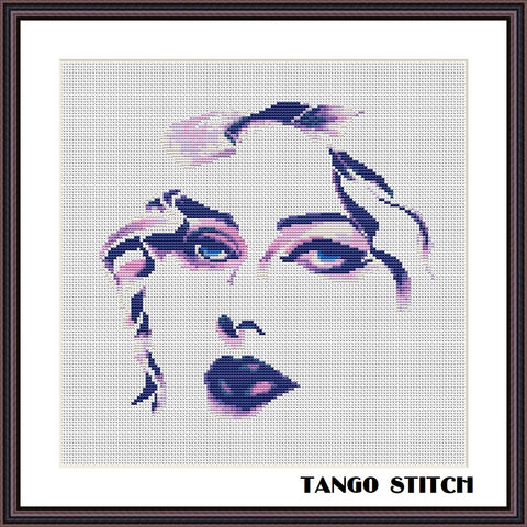 Beautiful watercolor woman cross stitch pattern - Tango Stitch