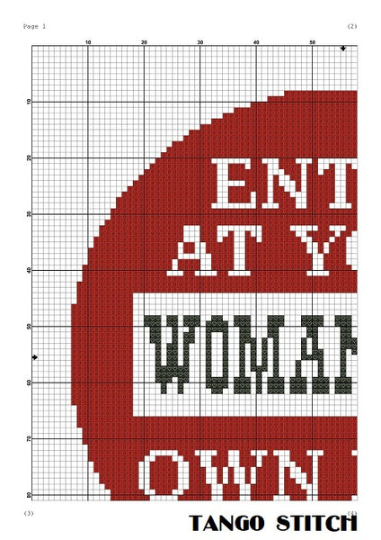 Woman cave funny sarcastic cross stitch embroidery pattern